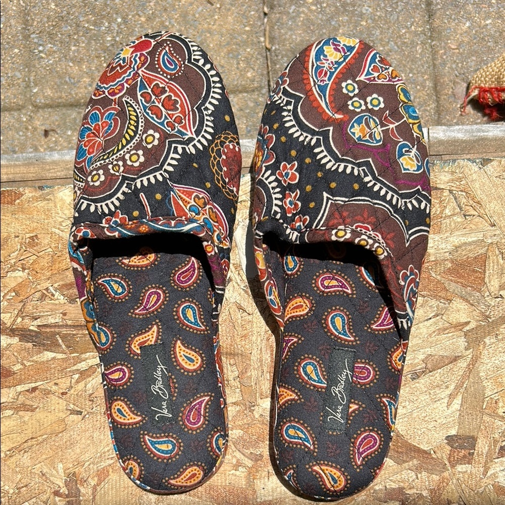 Vera Bradley Black and Red Slippers Cozy Indoor Comfort